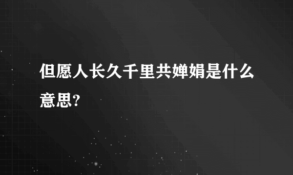 但愿人长久千里共婵娟是什么意思?