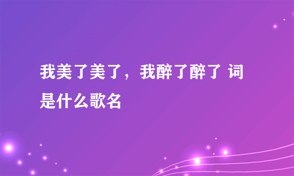 我美了美了，我醉了醉了 词是什么歌名