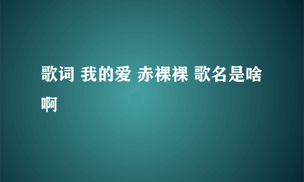 歌词 我的爱 赤裸裸 歌名是啥啊