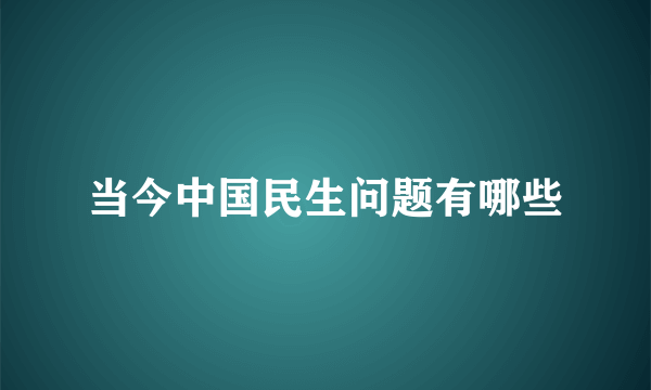 当今中国民生问题有哪些