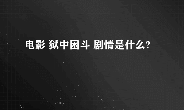 电影 狱中困斗 剧情是什么?