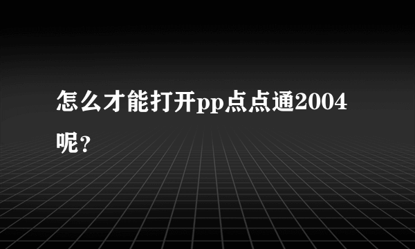 怎么才能打开pp点点通2004呢？