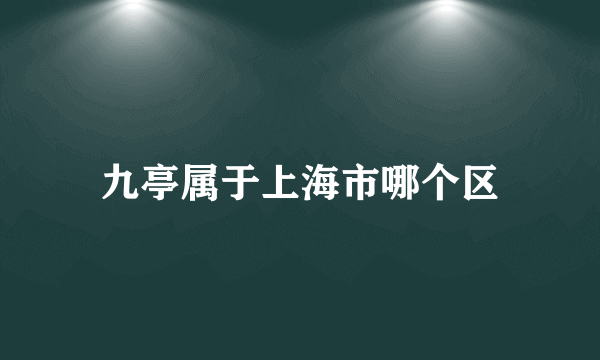 九亭属于上海市哪个区