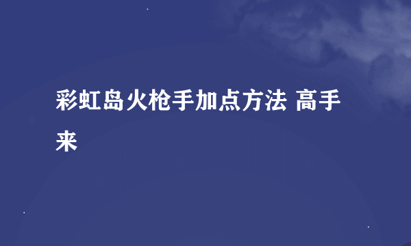 彩虹岛火枪手加点方法 高手来