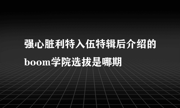 强心脏利特入伍特辑后介绍的boom学院选拔是哪期