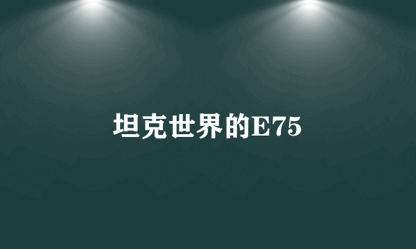 坦克世界的E75