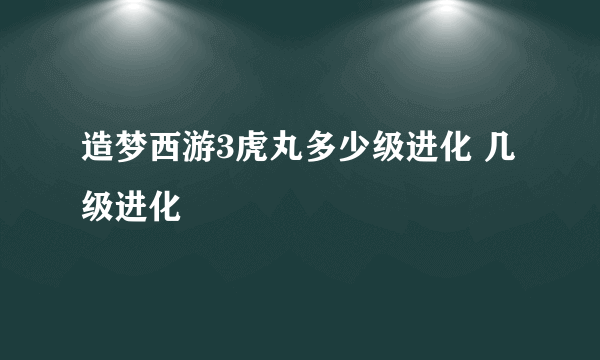 造梦西游3虎丸多少级进化 几级进化