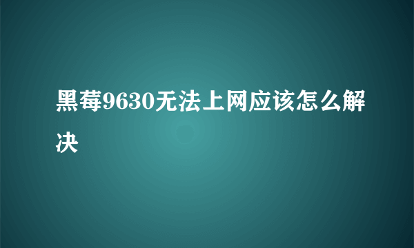 黑莓9630无法上网应该怎么解决