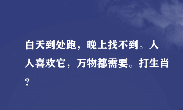 白天到处跑，晚上找不到。人人喜欢它，万物都需要。打生肖？