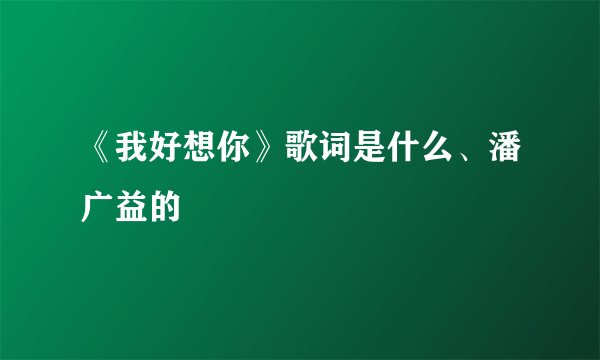 《我好想你》歌词是什么、潘广益的