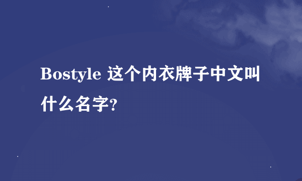 Bostyle 这个内衣牌子中文叫什么名字？