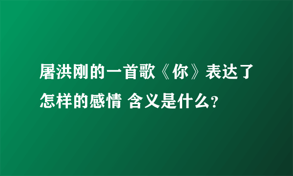 屠洪刚的一首歌《你》表达了怎样的感情 含义是什么？