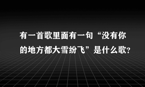 有一首歌里面有一句“没有你的地方都大雪纷飞”是什么歌？