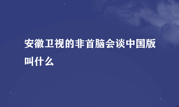 安徽卫视的非首脑会谈中国版叫什么