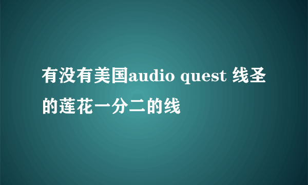 有没有美国audio quest 线圣的莲花一分二的线