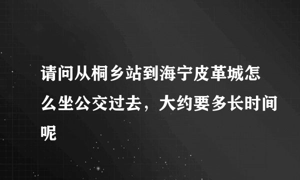 请问从桐乡站到海宁皮革城怎么坐公交过去，大约要多长时间呢