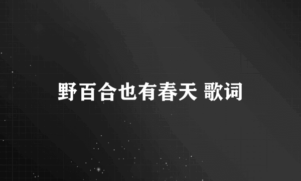 野百合也有春天 歌词