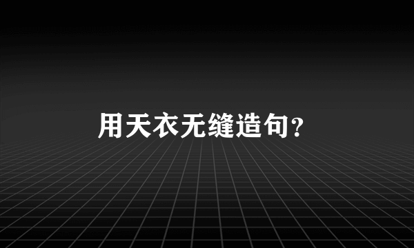 用天衣无缝造句？