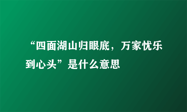 “四面湖山归眼底，万家忧乐到心头”是什么意思