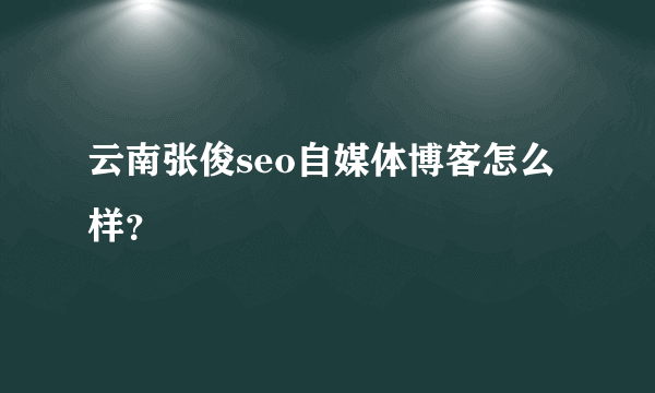 云南张俊seo自媒体博客怎么样？