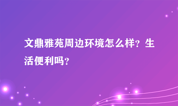 文鼎雅苑周边环境怎么样？生活便利吗？