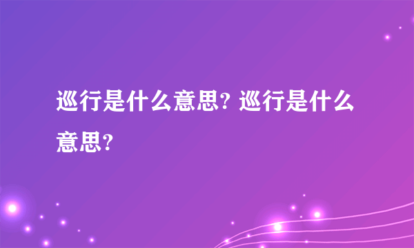 巡行是什么意思? 巡行是什么意思?