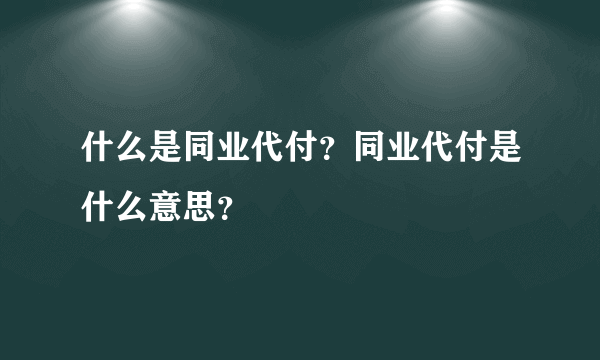 什么是同业代付？同业代付是什么意思？