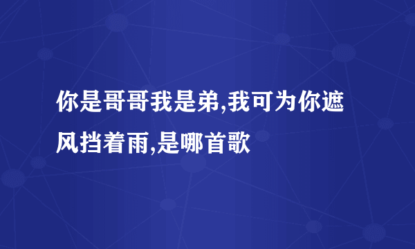 你是哥哥我是弟,我可为你遮风挡着雨,是哪首歌