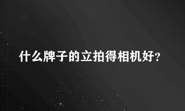 什么牌子的立拍得相机好？