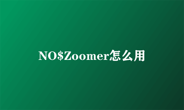 NO$Zoomer怎么用