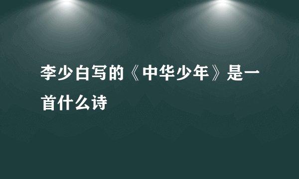 李少白写的《中华少年》是一首什么诗