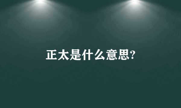 正太是什么意思?