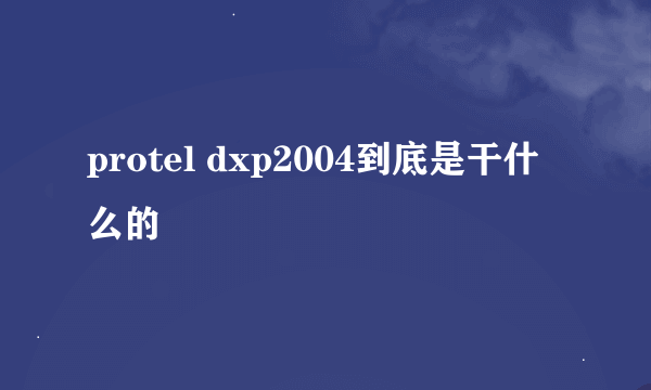 protel dxp2004到底是干什么的