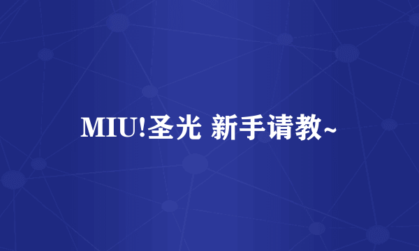 MIU!圣光 新手请教~