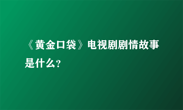 《黄金口袋》电视剧剧情故事是什么？