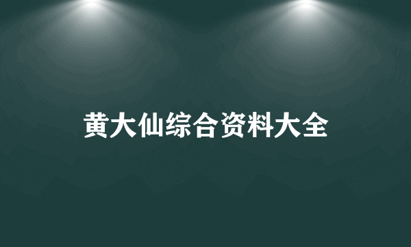 黄大仙综合资料大全