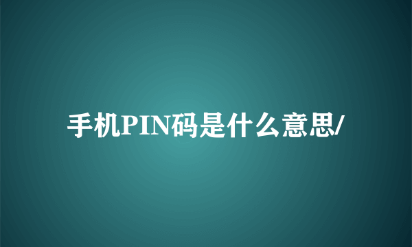 手机PIN码是什么意思/