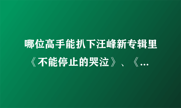 哪位高手能扒下汪峰新专辑里 《不能停止的哭泣》、《等待》、《不经意间》 这三首歌的原调吉他谱？