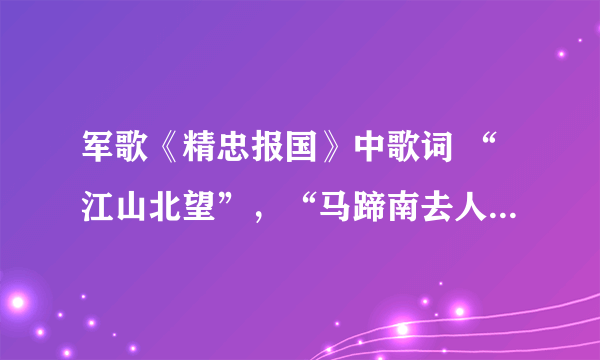 军歌《精忠报国》中歌词 “江山北望”，“马蹄南去人北望”中的“北”怎么解释？