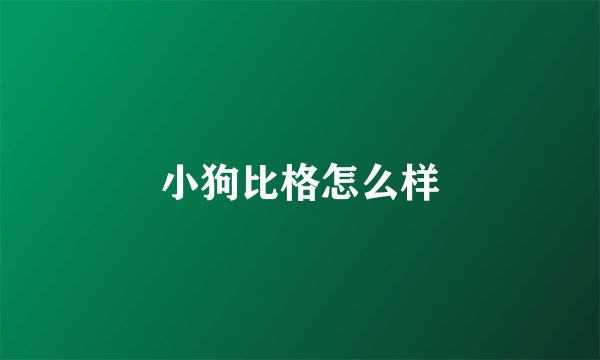 小狗比格怎么样