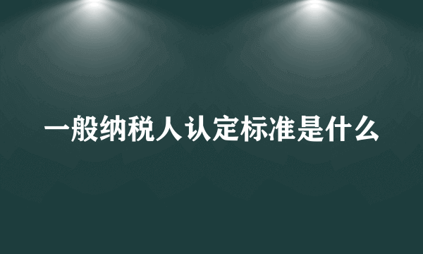 一般纳税人认定标准是什么