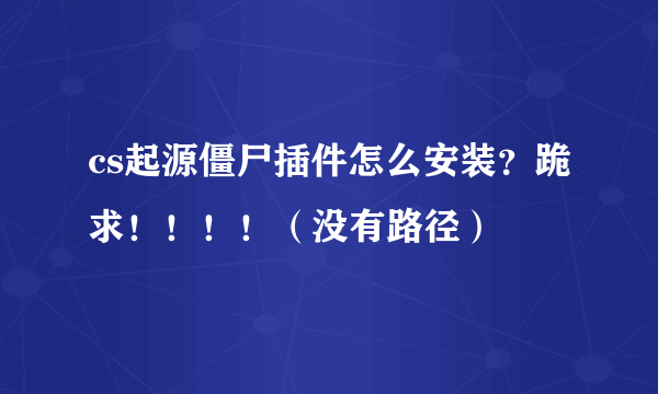 cs起源僵尸插件怎么安装？跪求！！！！（没有路径）