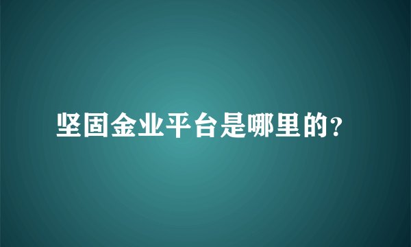 坚固金业平台是哪里的？