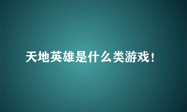 天地英雄是什么类游戏！