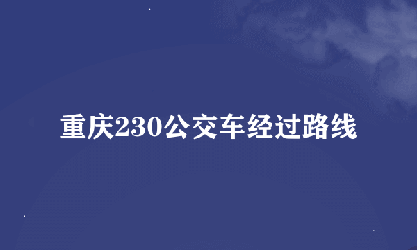 重庆230公交车经过路线