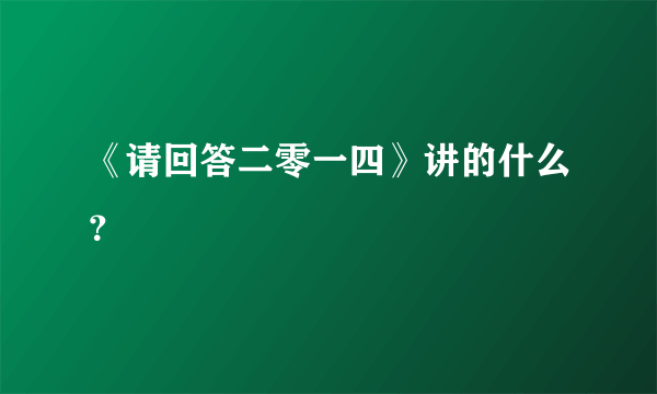 《请回答二零一四》讲的什么？