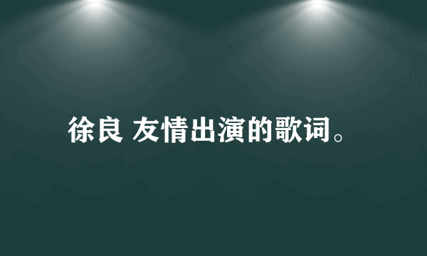 徐良 友情出演的歌词。