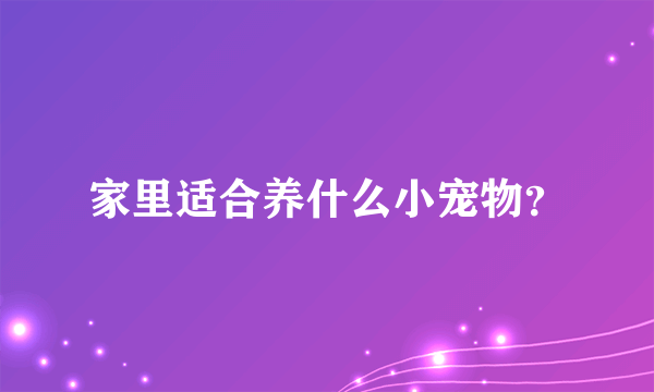 家里适合养什么小宠物？