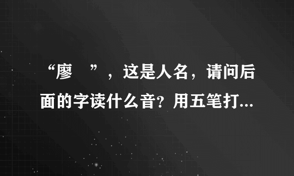 “廖玒”，这是人名，请问后面的字读什么音？用五笔打不出来。