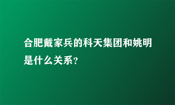 合肥戴家兵的科天集团和姚明是什么关系？